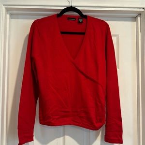 Beautiful red faux-wrap super soft sweater